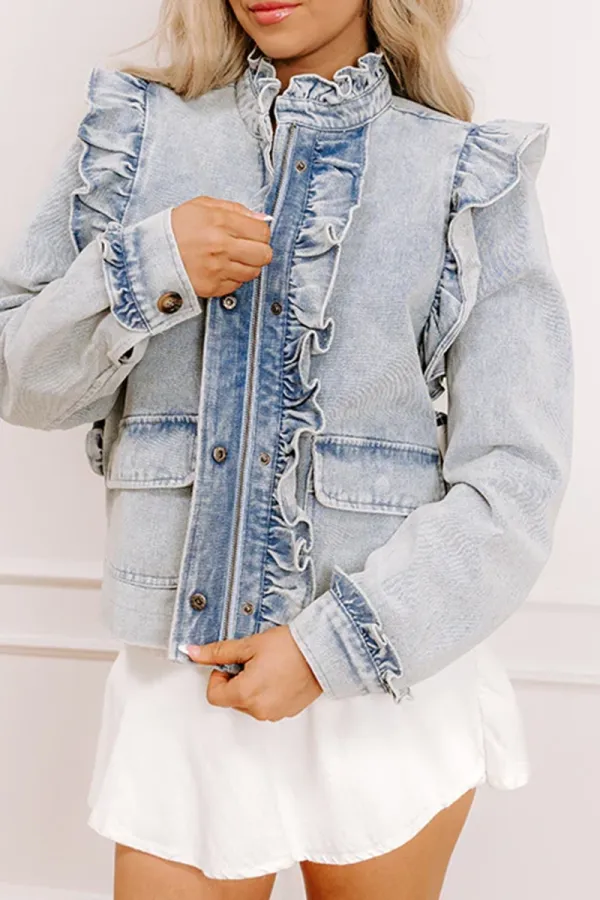 Cute French Ruffles Women's Denim Jacket