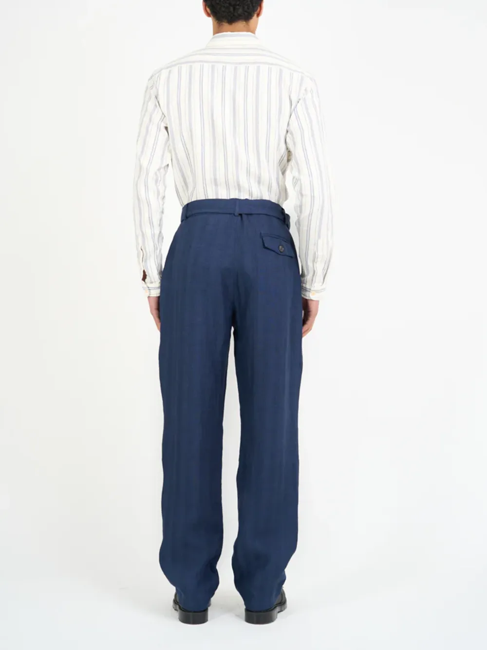 Navy Linen Casual Style Trousers