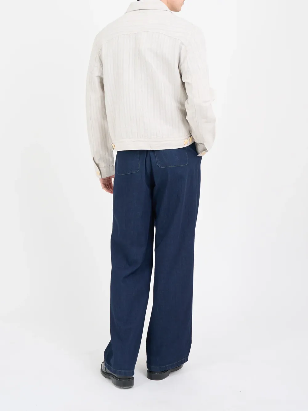 Sand Unlined Linen-Cotton Trucker Jacket