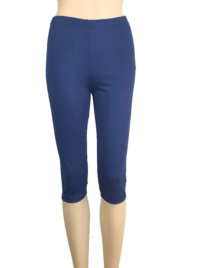 Women's Casual Sports Leggings Capri shorts Scrunch Butt Shorts Elastic Waist Calf-Length Pants Daily Yoga Stretchy Cotton Blend Lightweight Sports High Waist Slim Gray Green 7 points cotton gray 7