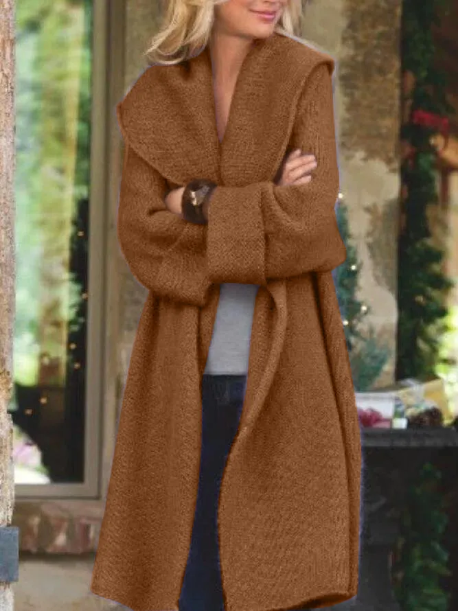 Solid color casual mid-length women's coat