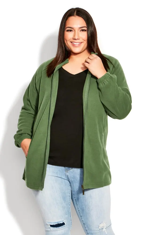 Evans Green Polar Fleece Zip Jacket