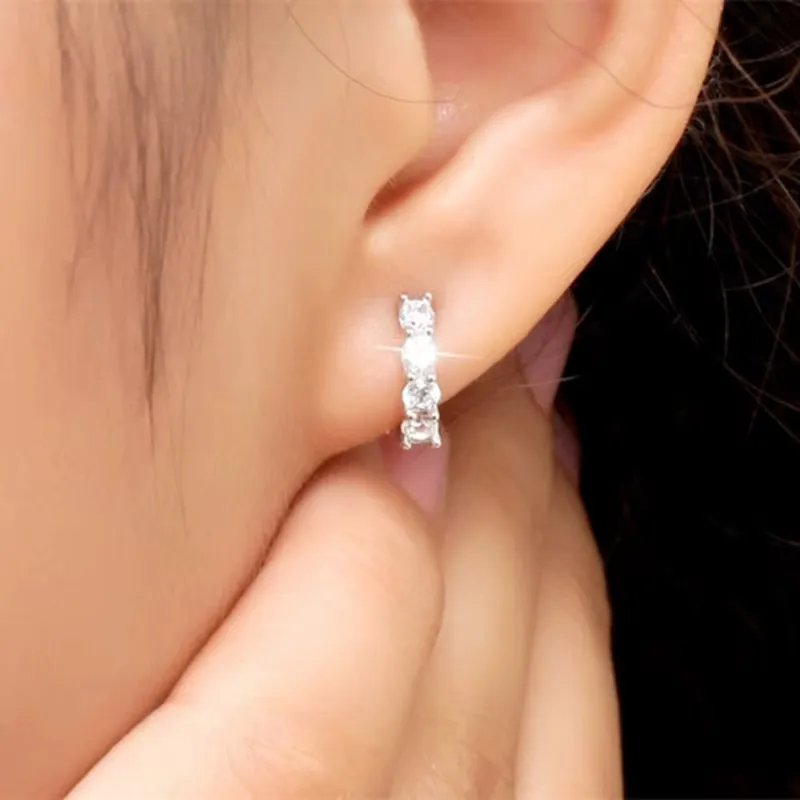 Chic Silver - Toned Zircon Hoop Earrings