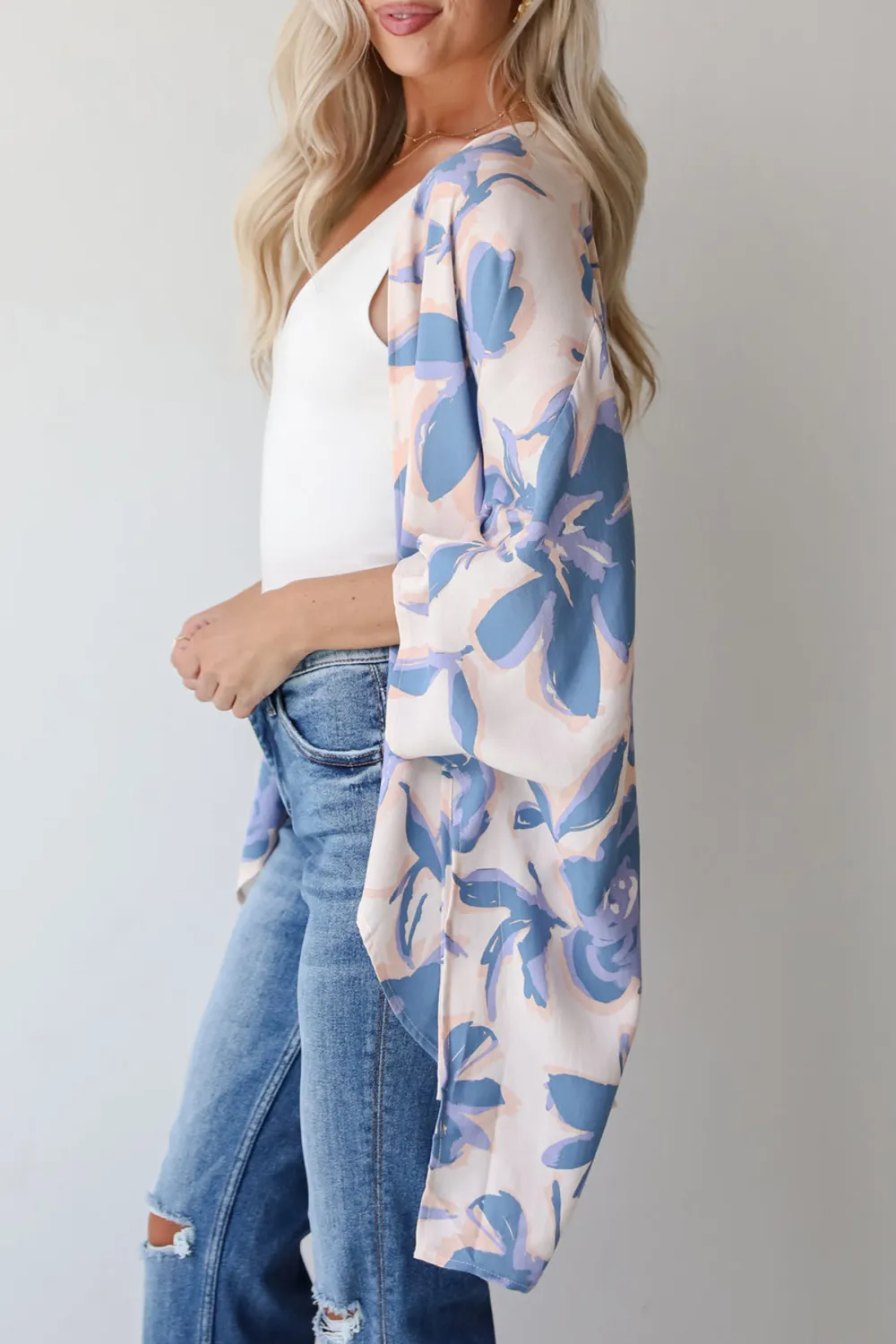 Season Of Blooms Blush Floral Kimono