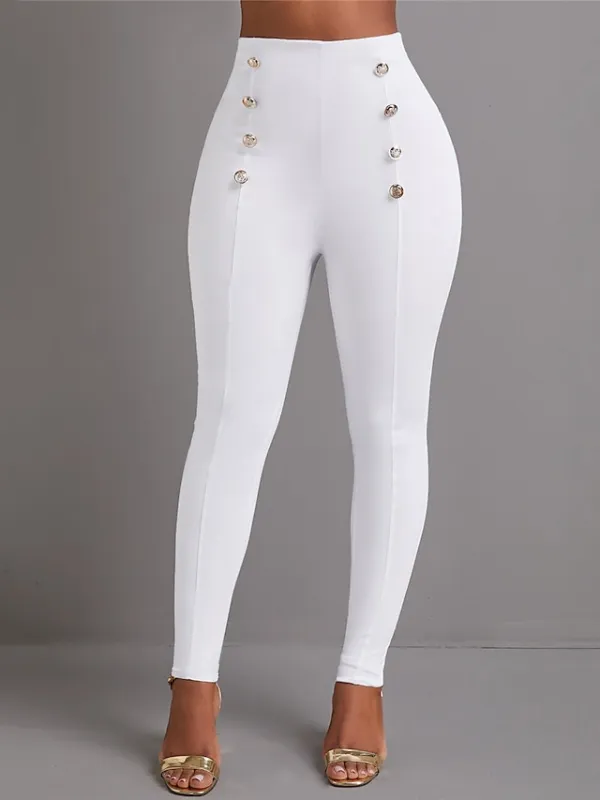 Women's Pants Trousers Leggings Full Length High Cut Micro-elastic High Waist Fashion Streetwear Party Daily Wear Black White S M Fall Winter