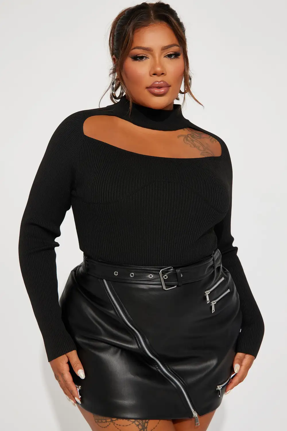 Jodeci Sweater Bodysuit - Black