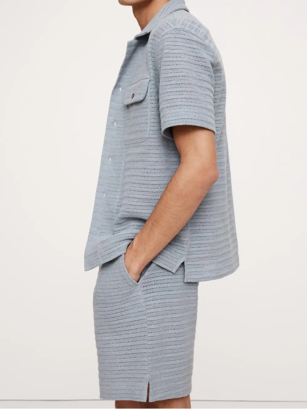 Men's Cool Blue Cotton Jacquard Shorts