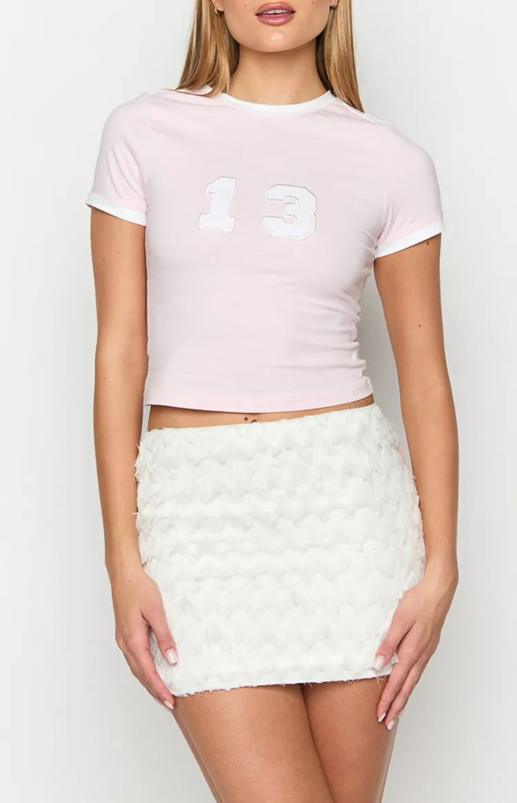White Textured Mini Skirt