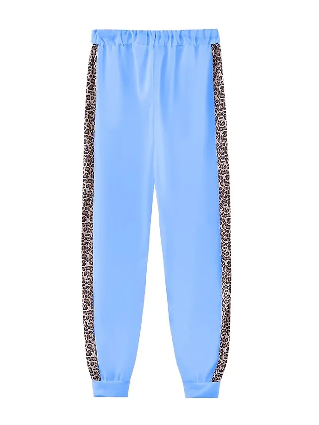 Women's Loungewear Sets Leopard Sport Casual Comfort Home Street Daily Polyester Breathable Hoodie Long Sleeve Hoodie Pant Spring Fall Black White