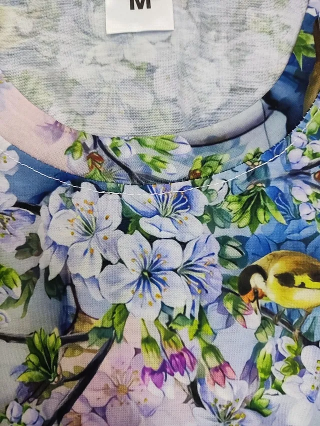 Women's T shirt Tee Floral Bird White Pink Green Print Short Sleeve Casual Daily Vacation Vacation Daily Basic Round Neck Regular Fit