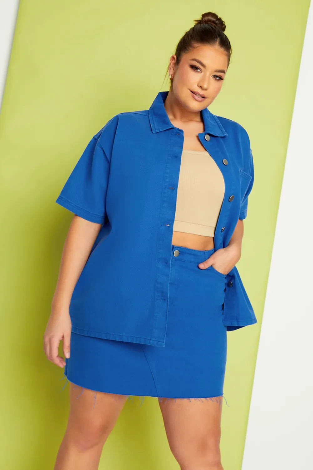 YOURS Curve Cobalt Blue Denim Skirt