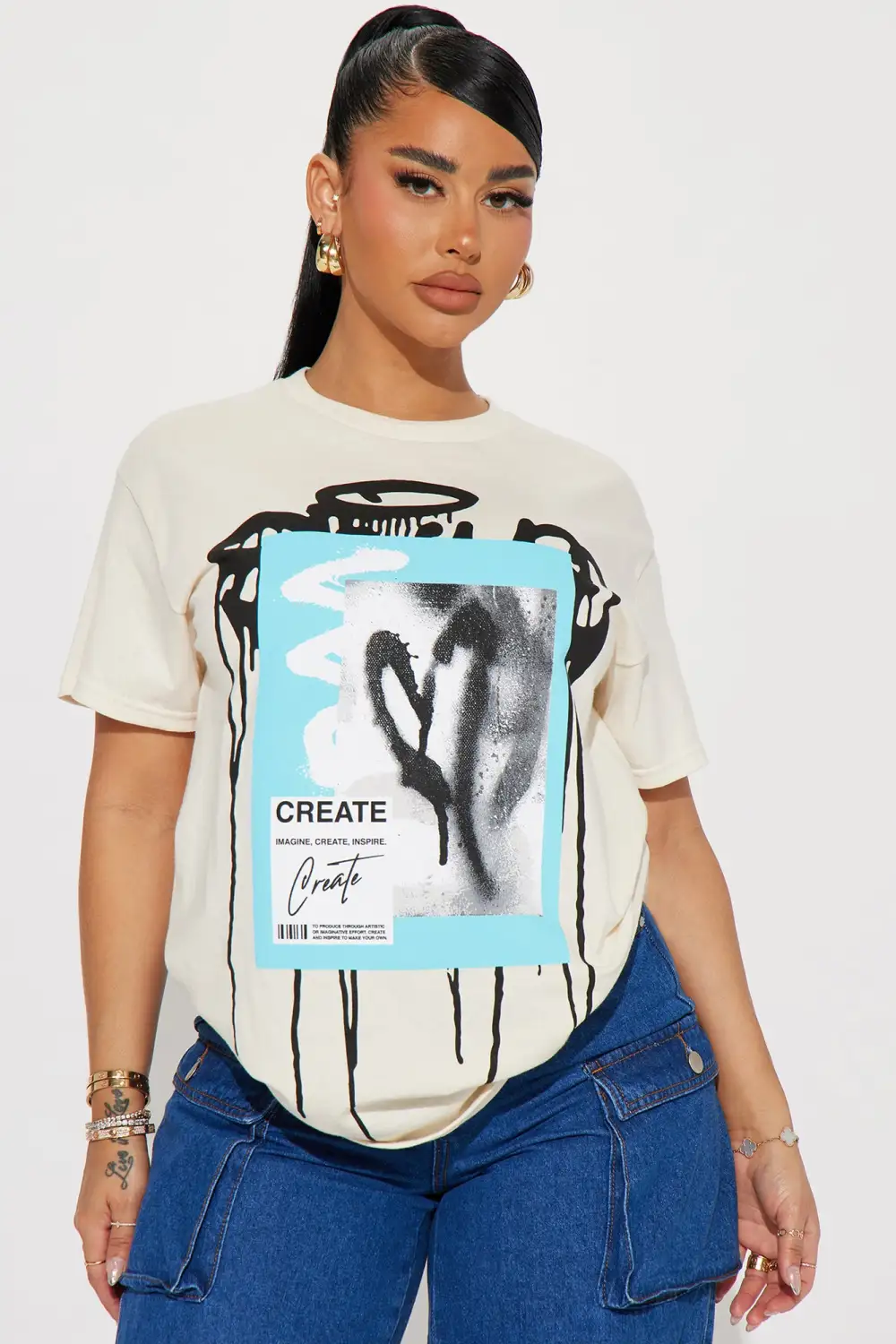 Create Love Graffiti Tshirt - Cream