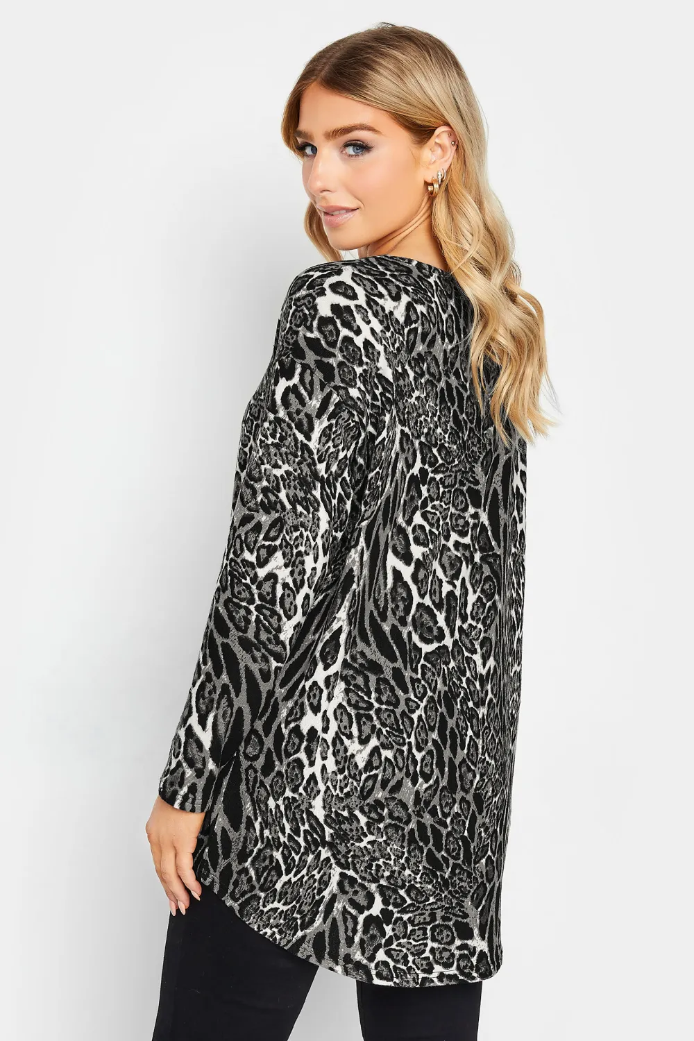 M&Co Grey Soft Touch Leopard Print Jumper