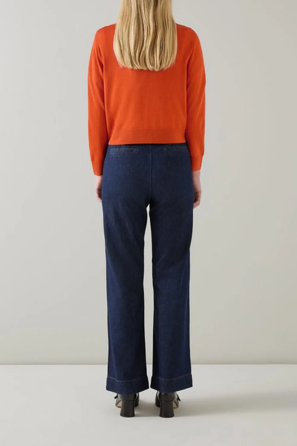 Orange Cropped Button Up Knit Cardigan