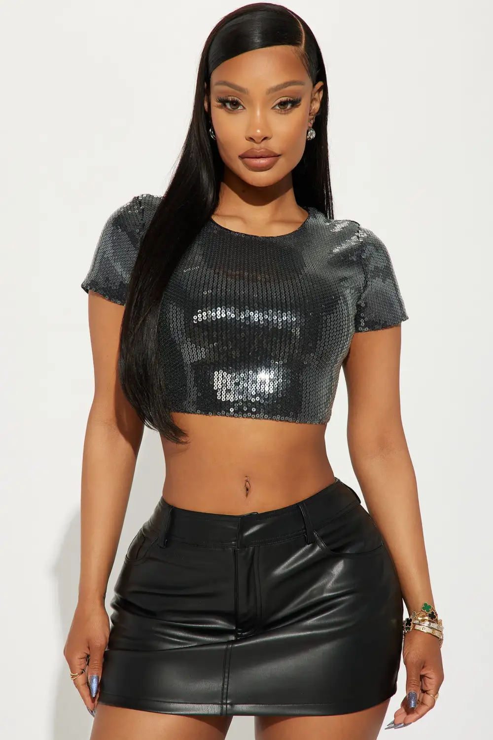 Party Doesn't Stop Sequin Top - Black