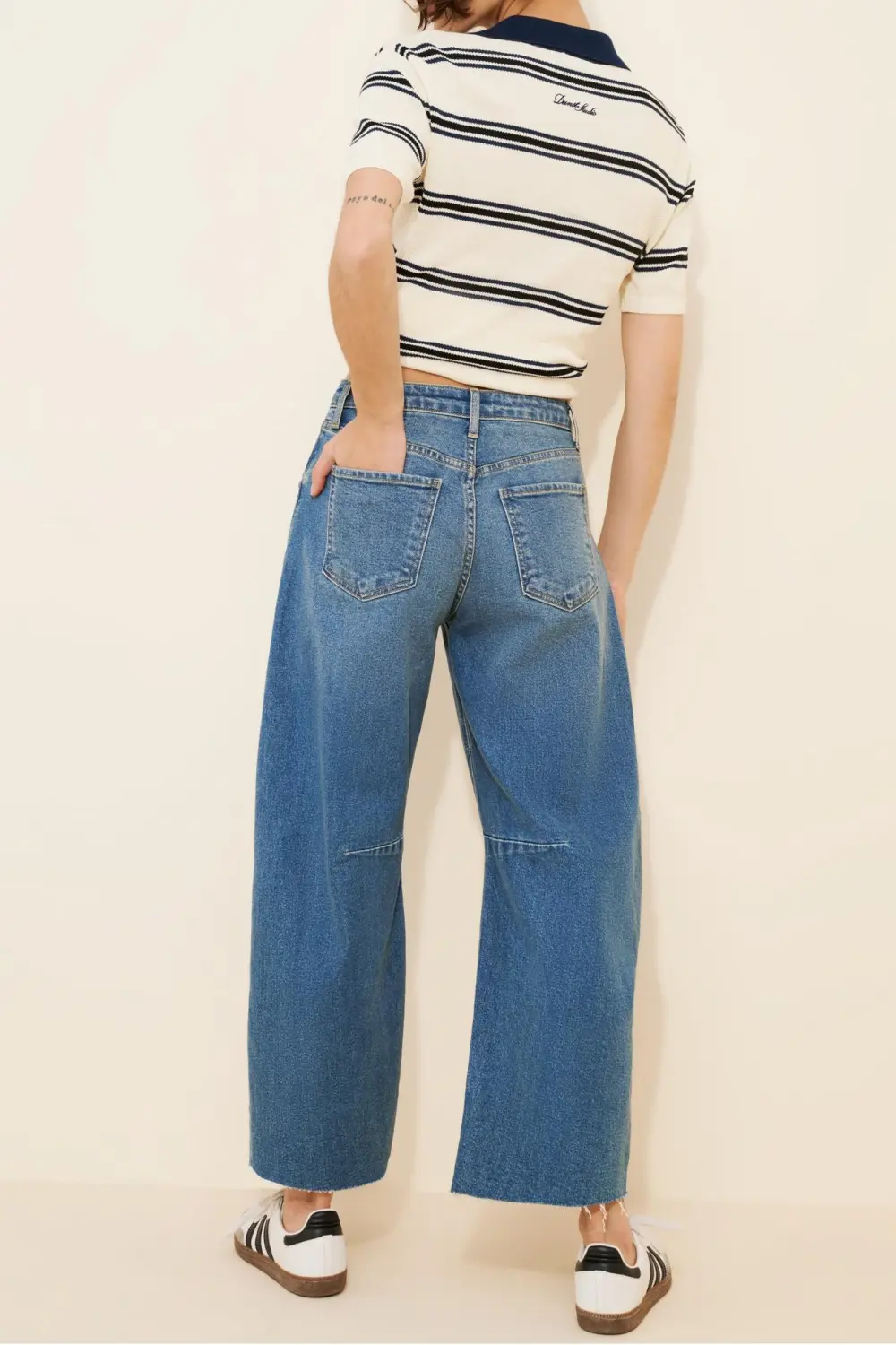 Mid-Rise Barrel Leg Jeans
