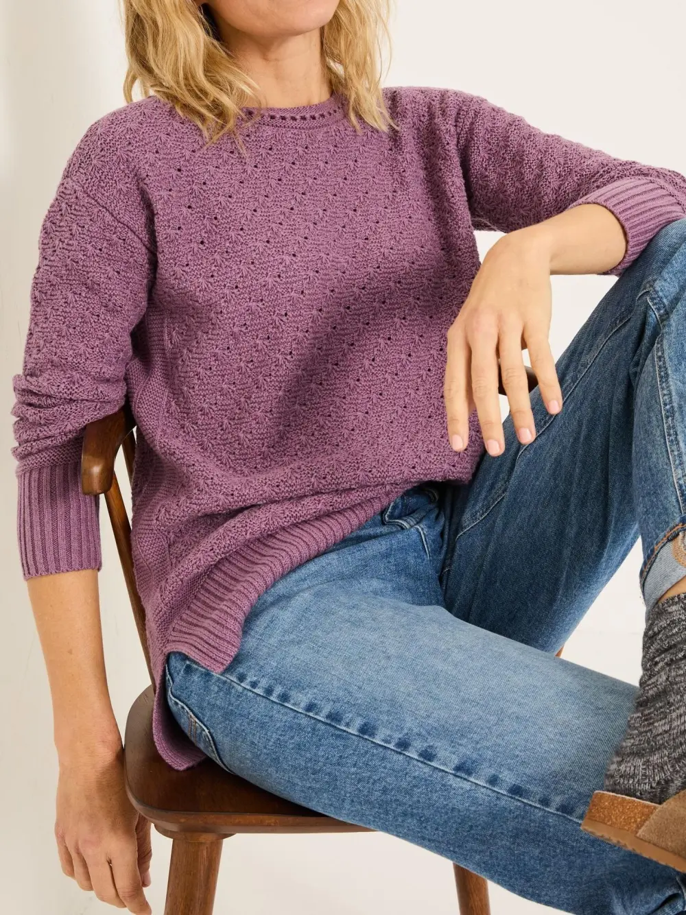 Purple Farryn Knitted 100% Cotton Knitted Jumper