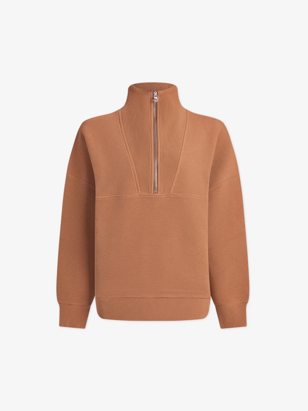 Stylish Quarter-Zip Long-Sleeve Waffle Sweatshirt