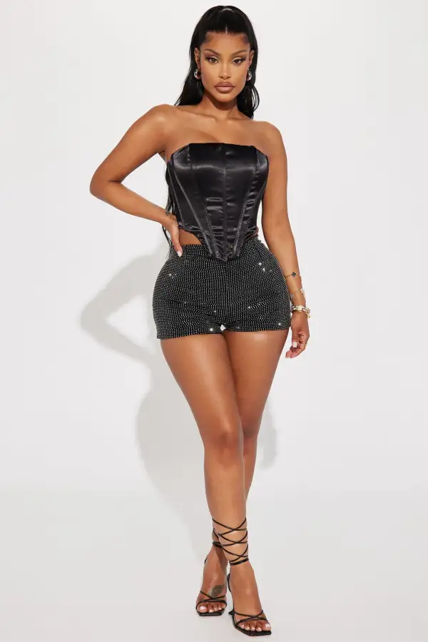 Happily Ever After Satin Corset Top - Black