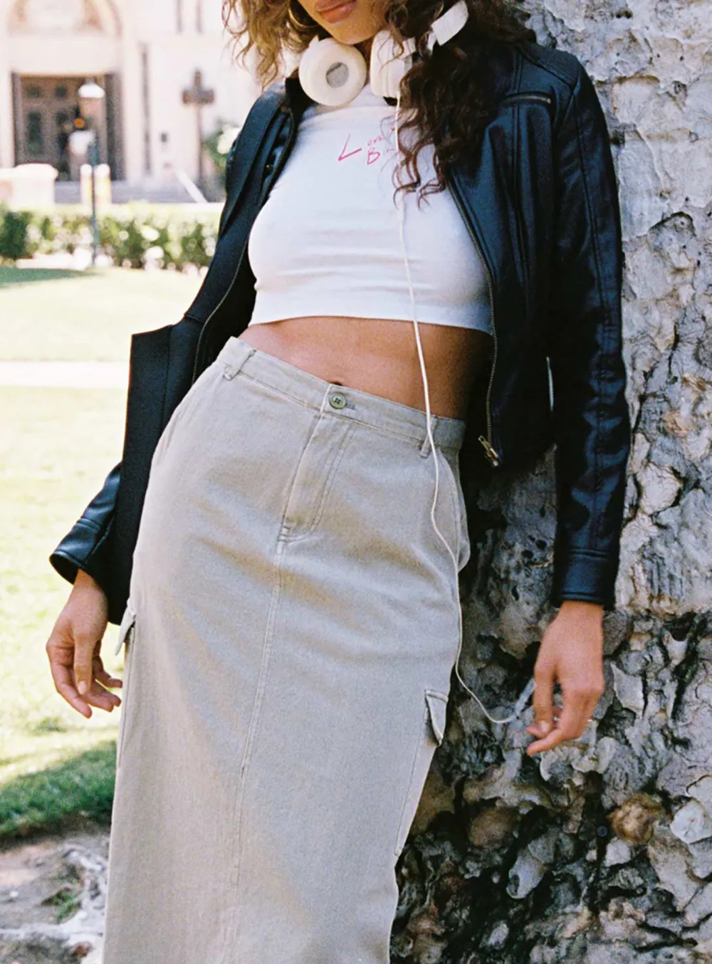 Cropped Faux Leather Biker Jacket