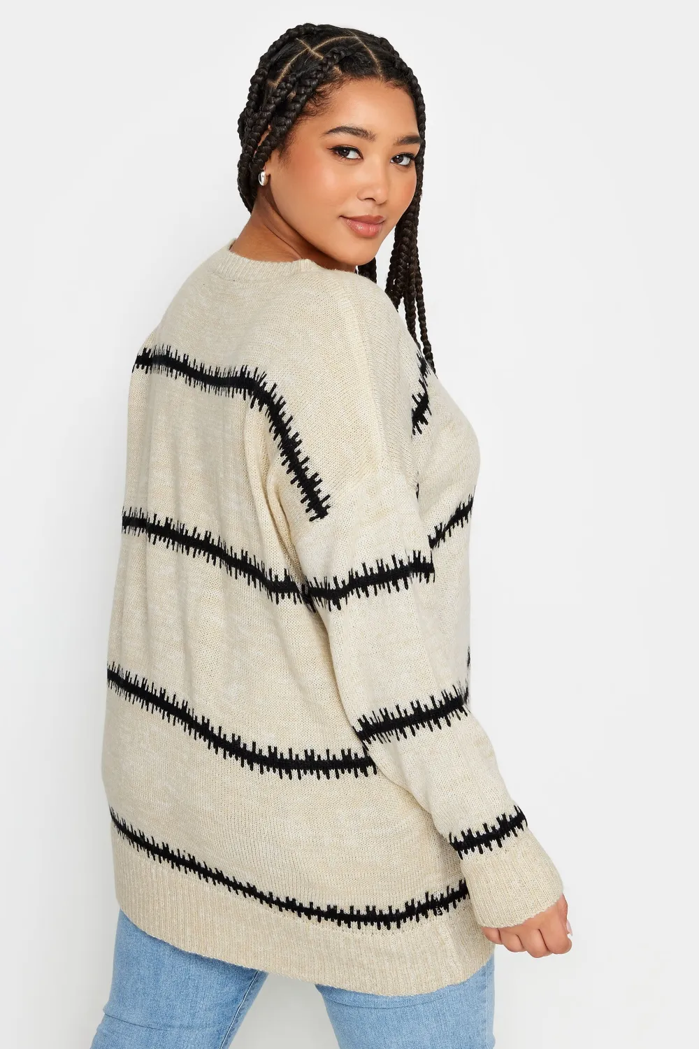 YOURS Curve Ivory White Feathered Design Jumper