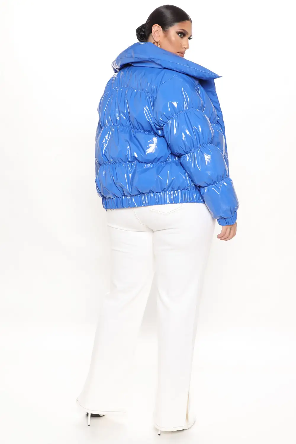 Texture Me Latex Puffer Jacket - Royal