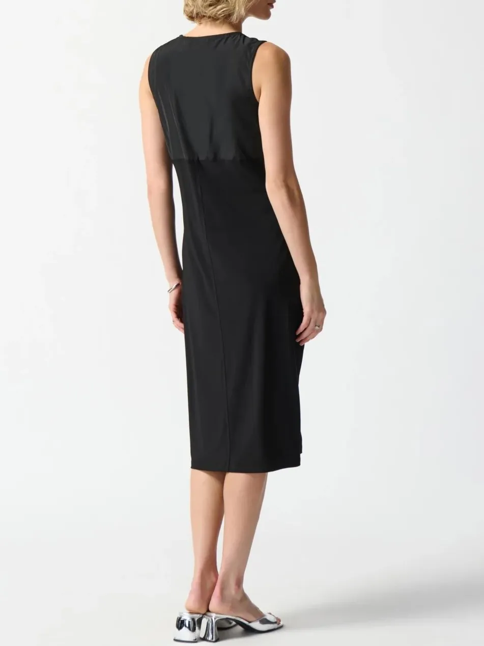 Black Sleeveless V - Neck Shift Dress