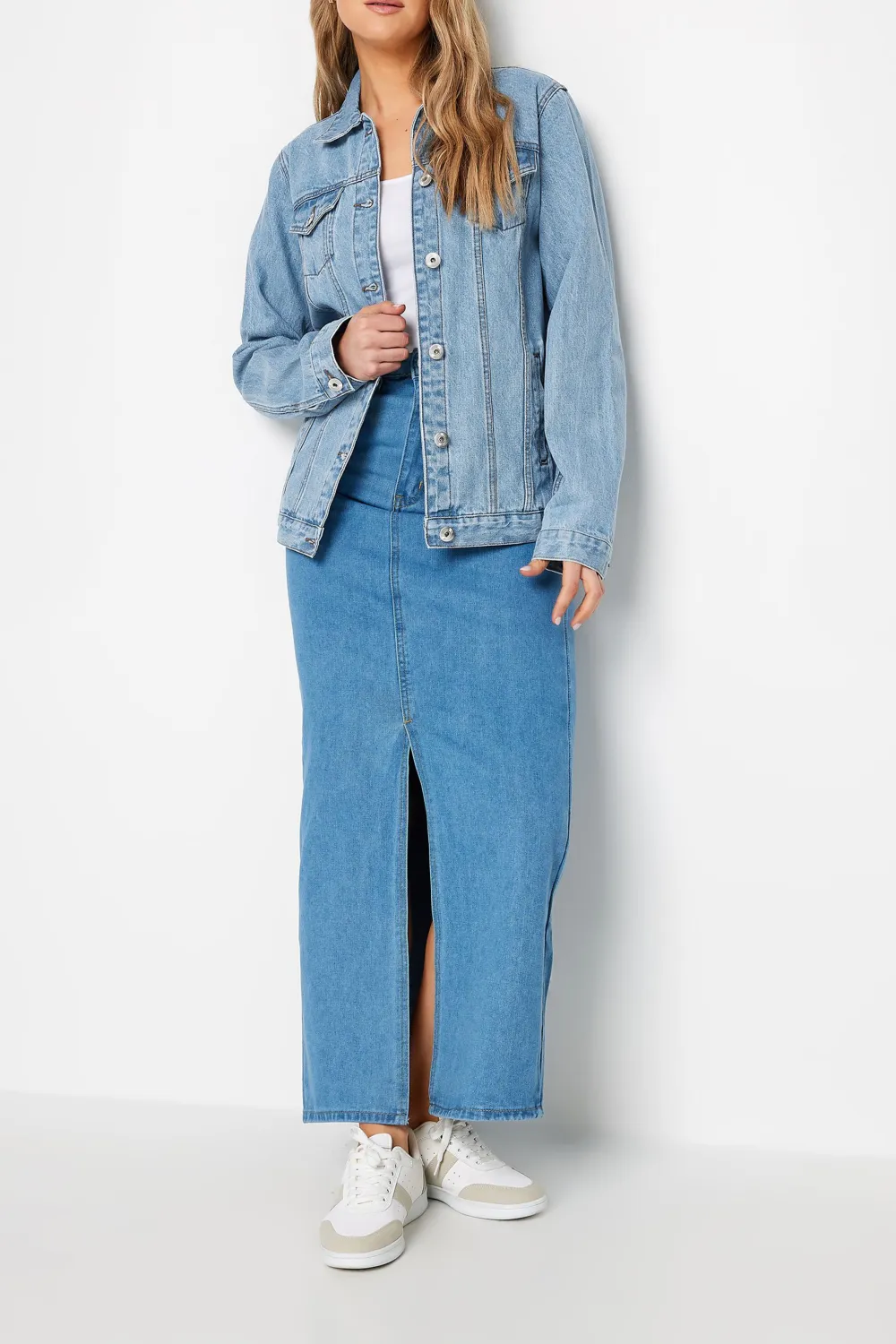 Long Sleeve Blue Mid Wash Denim Jacket