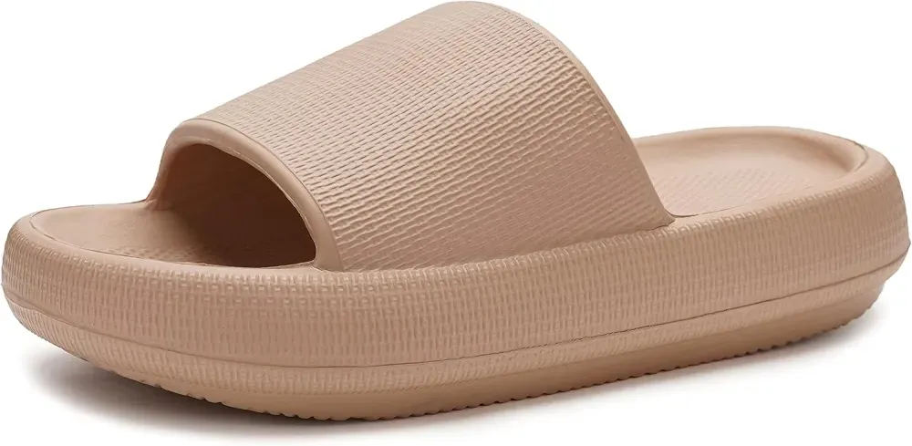 WHITIN Pillow Slippers for Women Non Slip | Cushioned Thick Sole Slides | Quick Drying Bathroom Sandals
