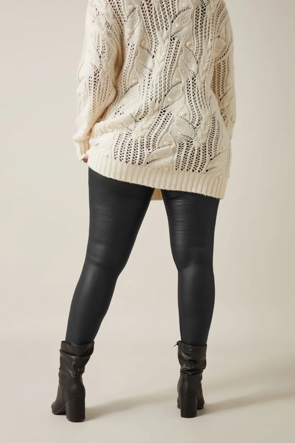 EVANS Curve Black Faux Leather Leggings