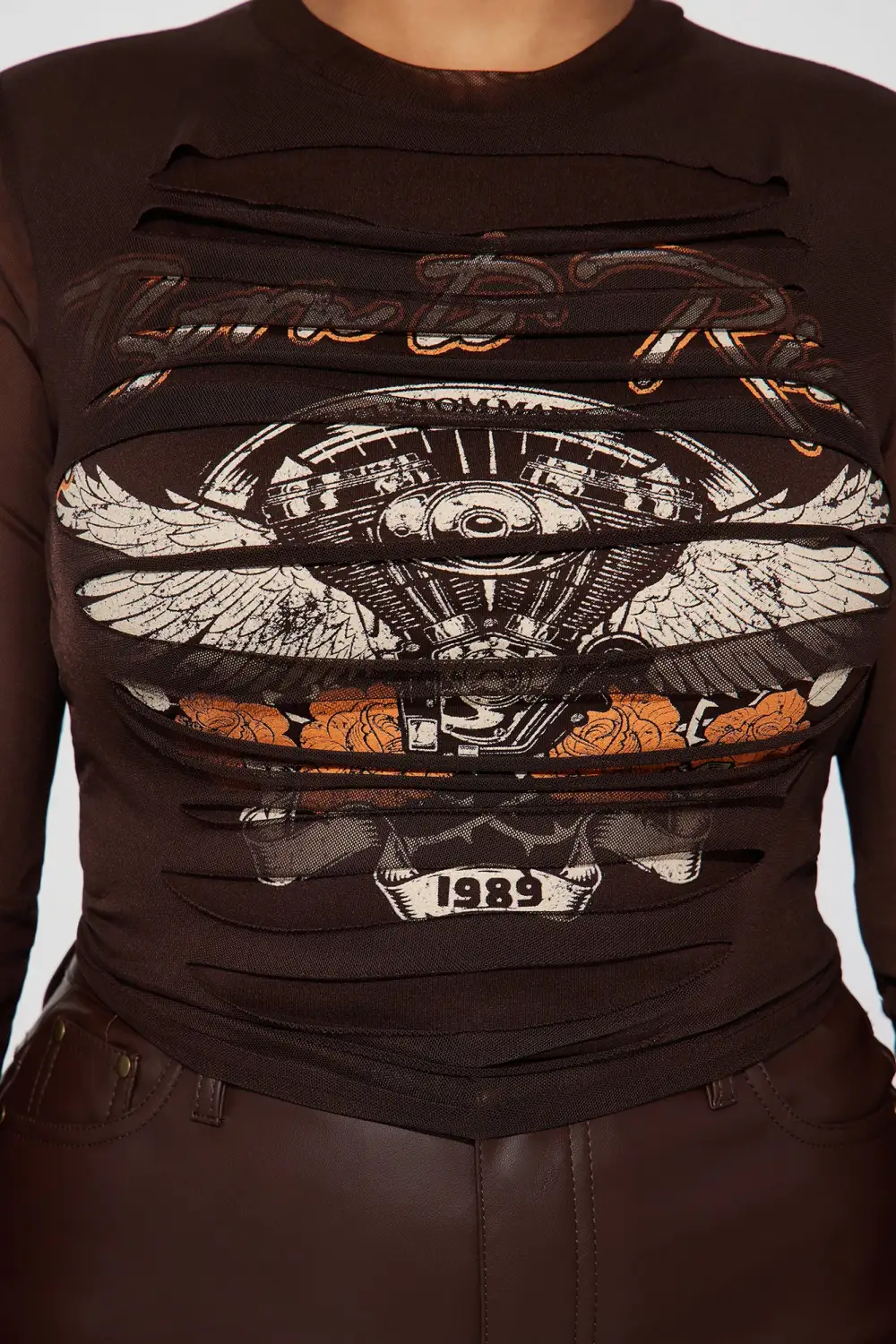 Hit The Road Distressed Top - Brown