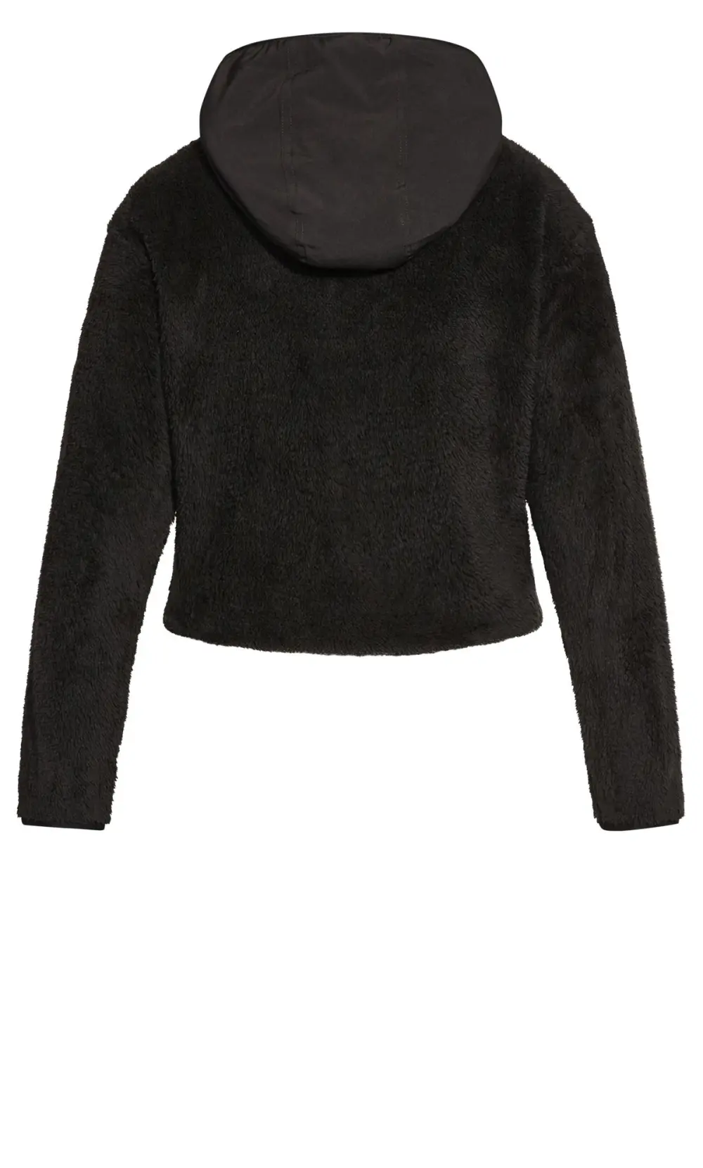 Evans Black Crop Teddy Jacket