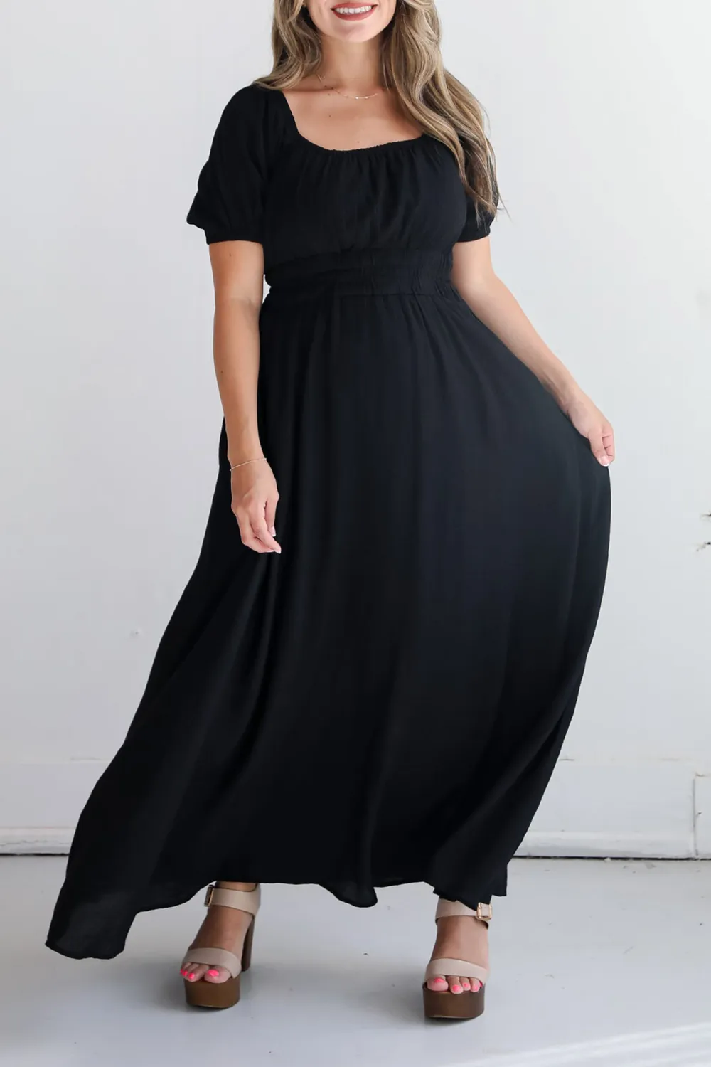 Instinctually Flirty Black Maxi Dress
