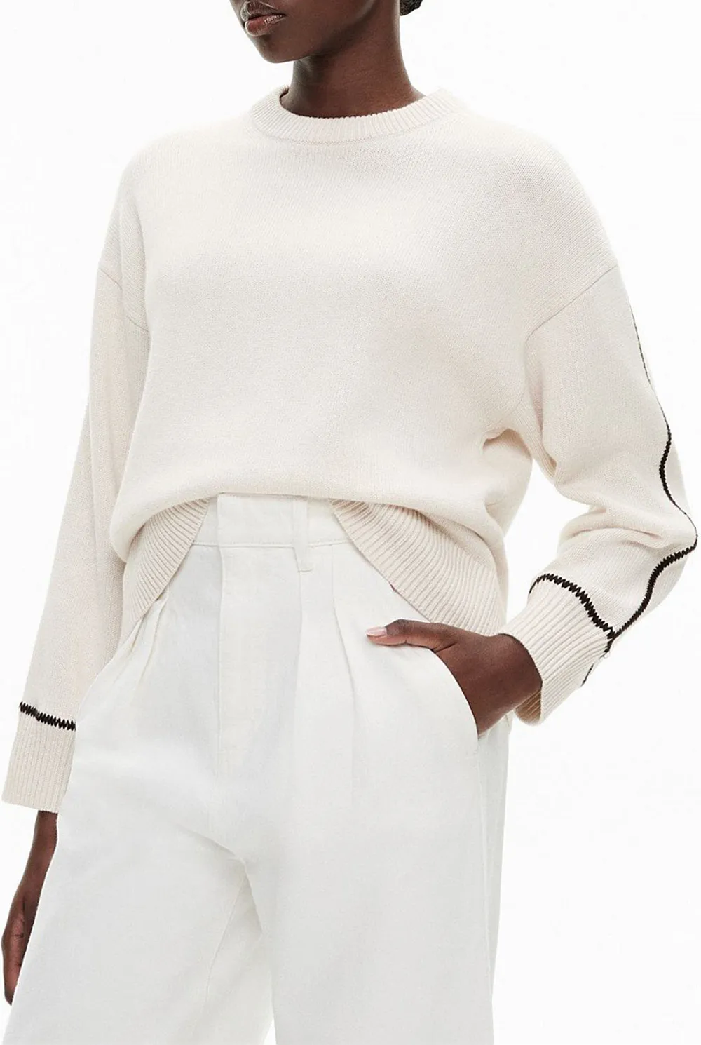 Ivory Ribbed Knit Sweater