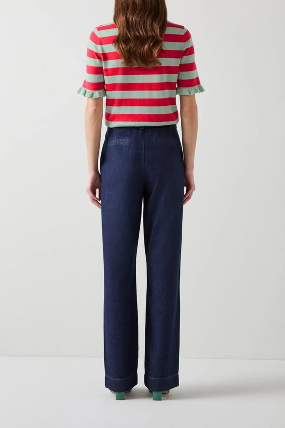 Red Green Striped Short Sleeve Knit Top