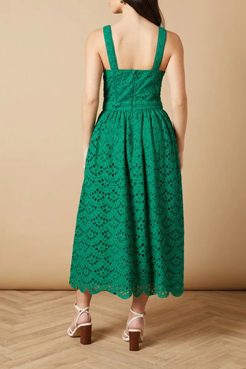 Casual Style Embroidered Broderie Dress