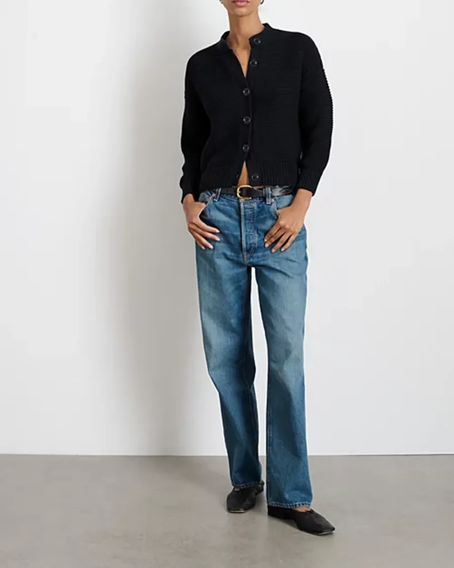 Casual Style Crewneck Cotton Cardigan