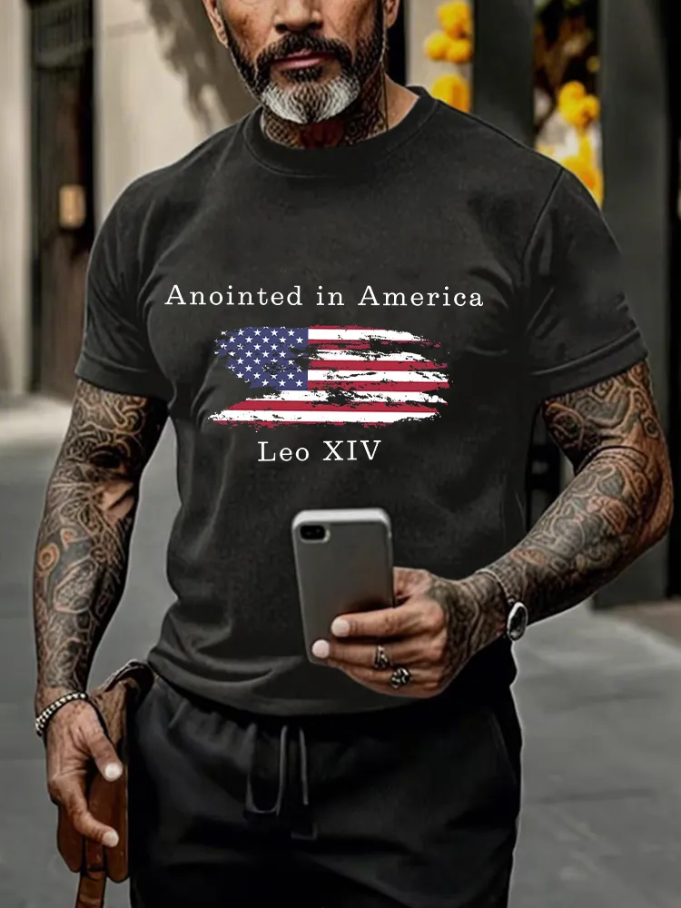 Men'S Anointed in America Pope Leo Xiv 267th Pope Printed T-Shirt
