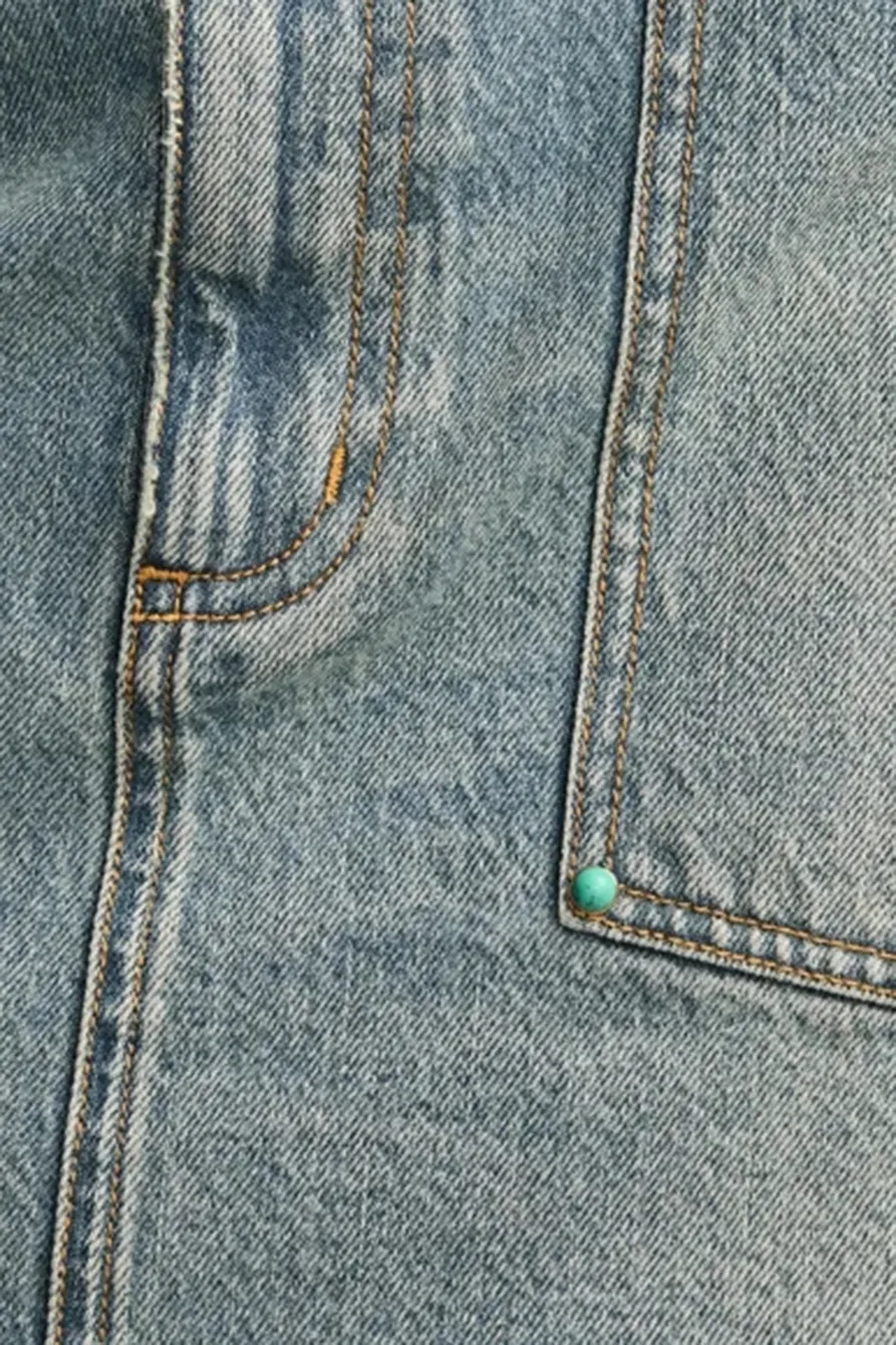 Gold Rush Denim Wester Midi Skirt