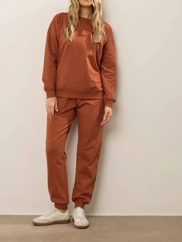 Casual Round Neck Dropped Shoulder Sweatshirt