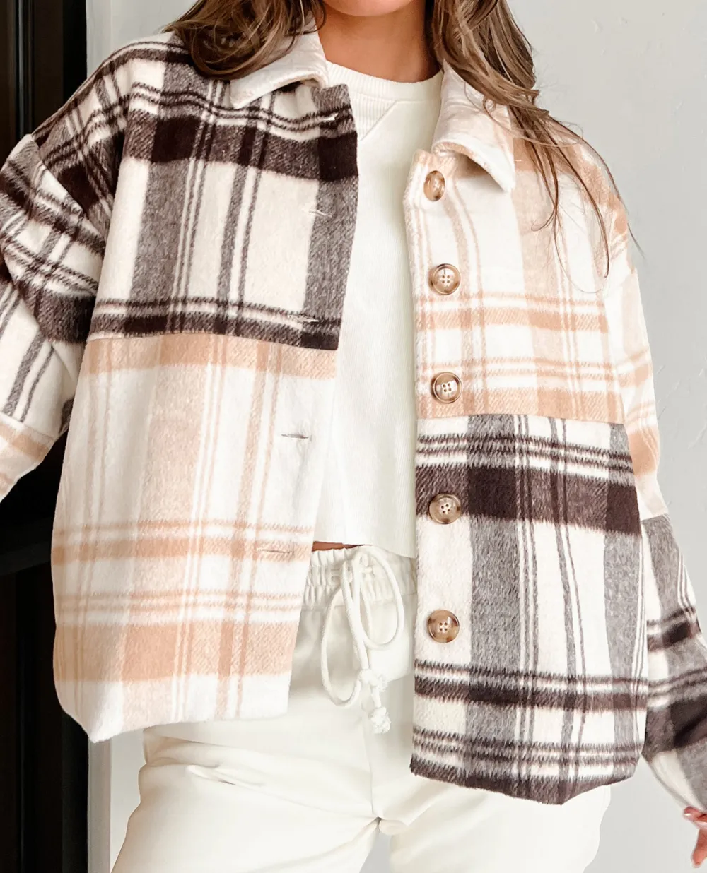 Harvest Mixed Plaid Oversized Jacket