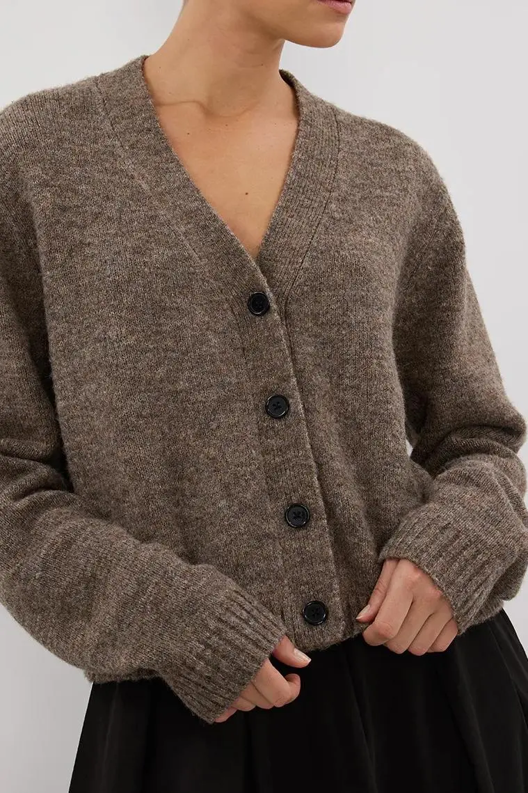 CHOC MARLE KNIT CARDIGAN