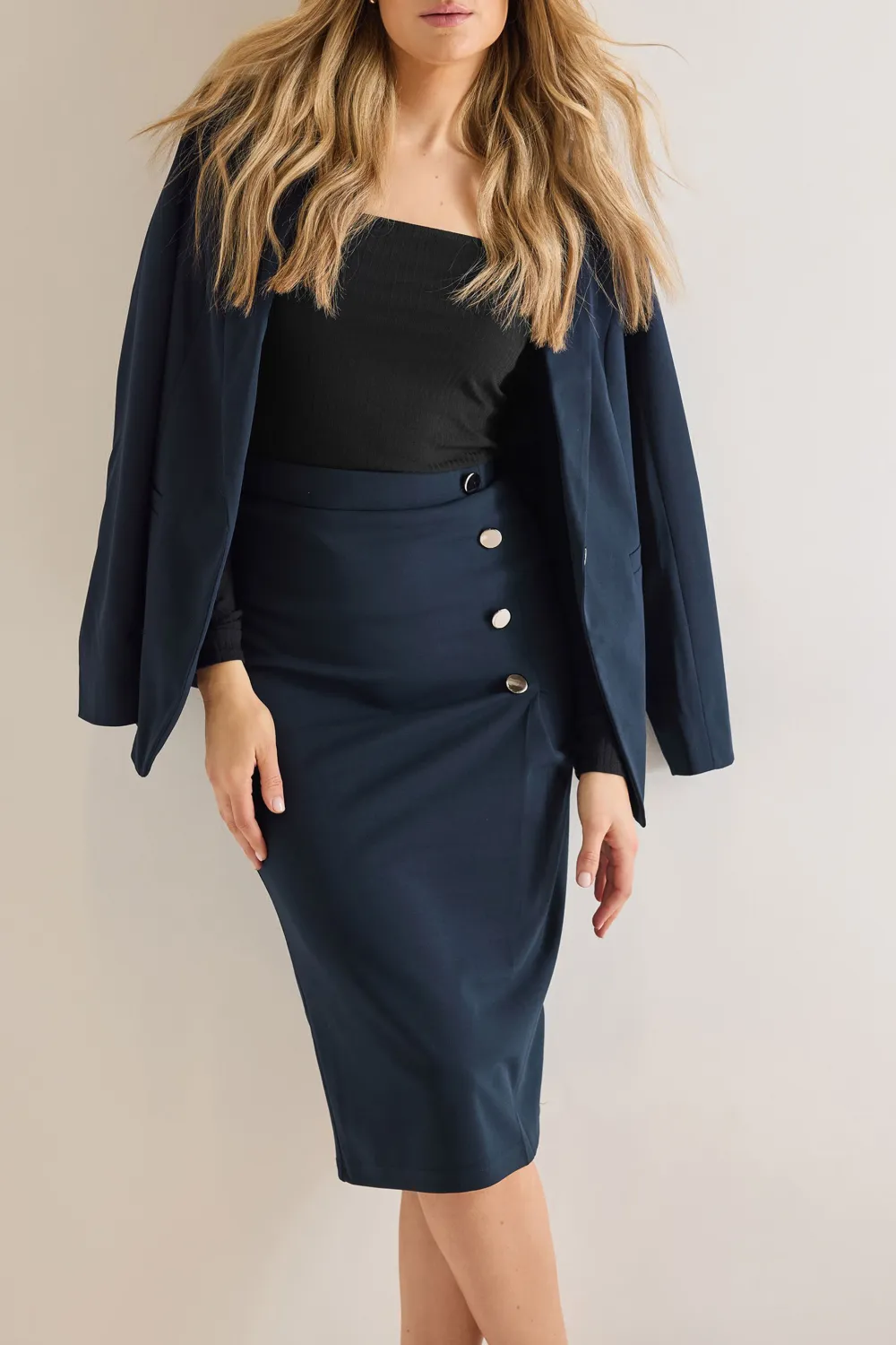 Side Button High Rise Skirt