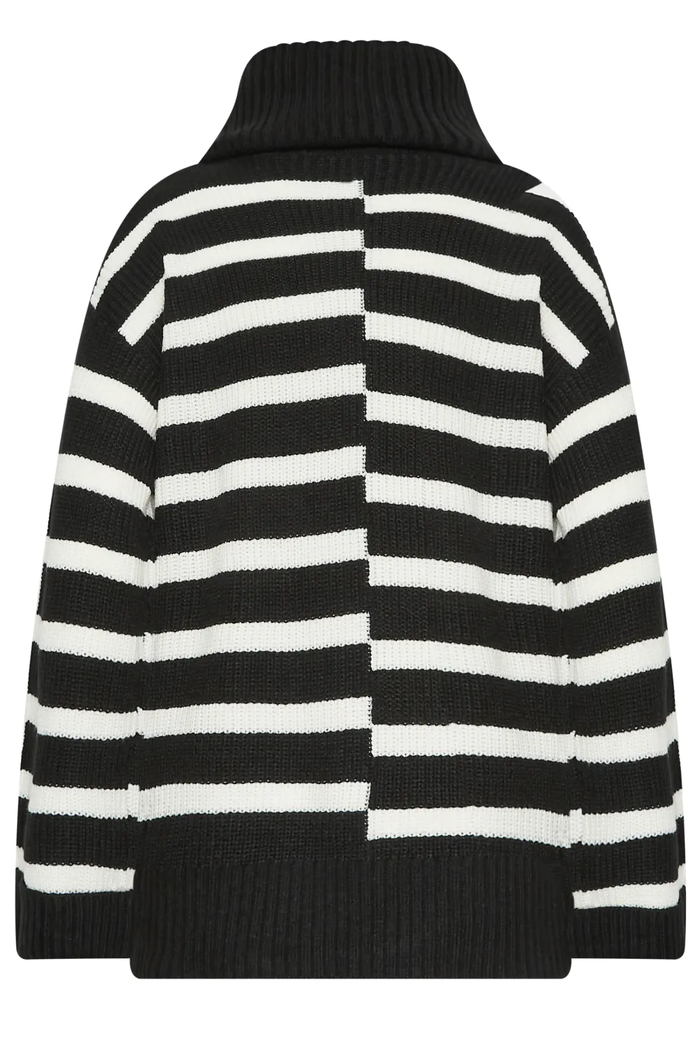 LTS Tall Black Stripe Print Roll Neck Jumper