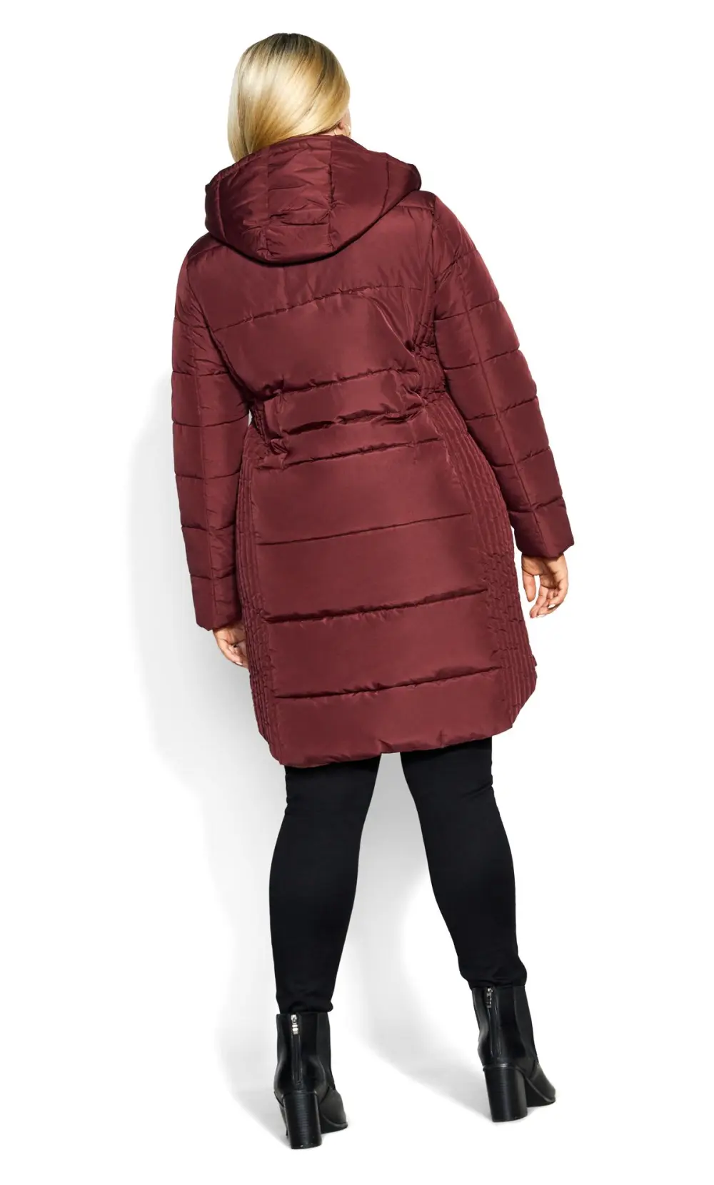 Evans Burgundy Hooded Puffer Coat
