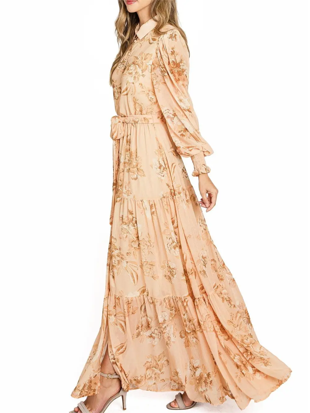 Floral Lantern Sleeve Maxi Dress