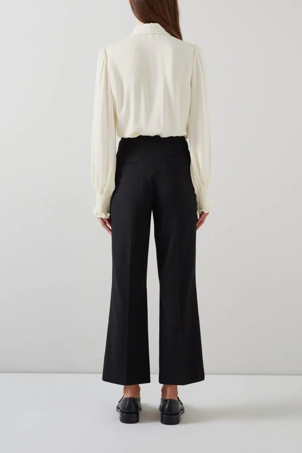 White Long Sleeve Bow Detail Silk Blouse