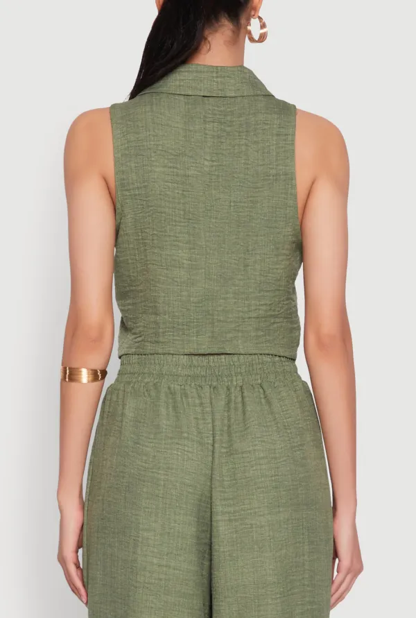 Flip Collar Vest Jacket