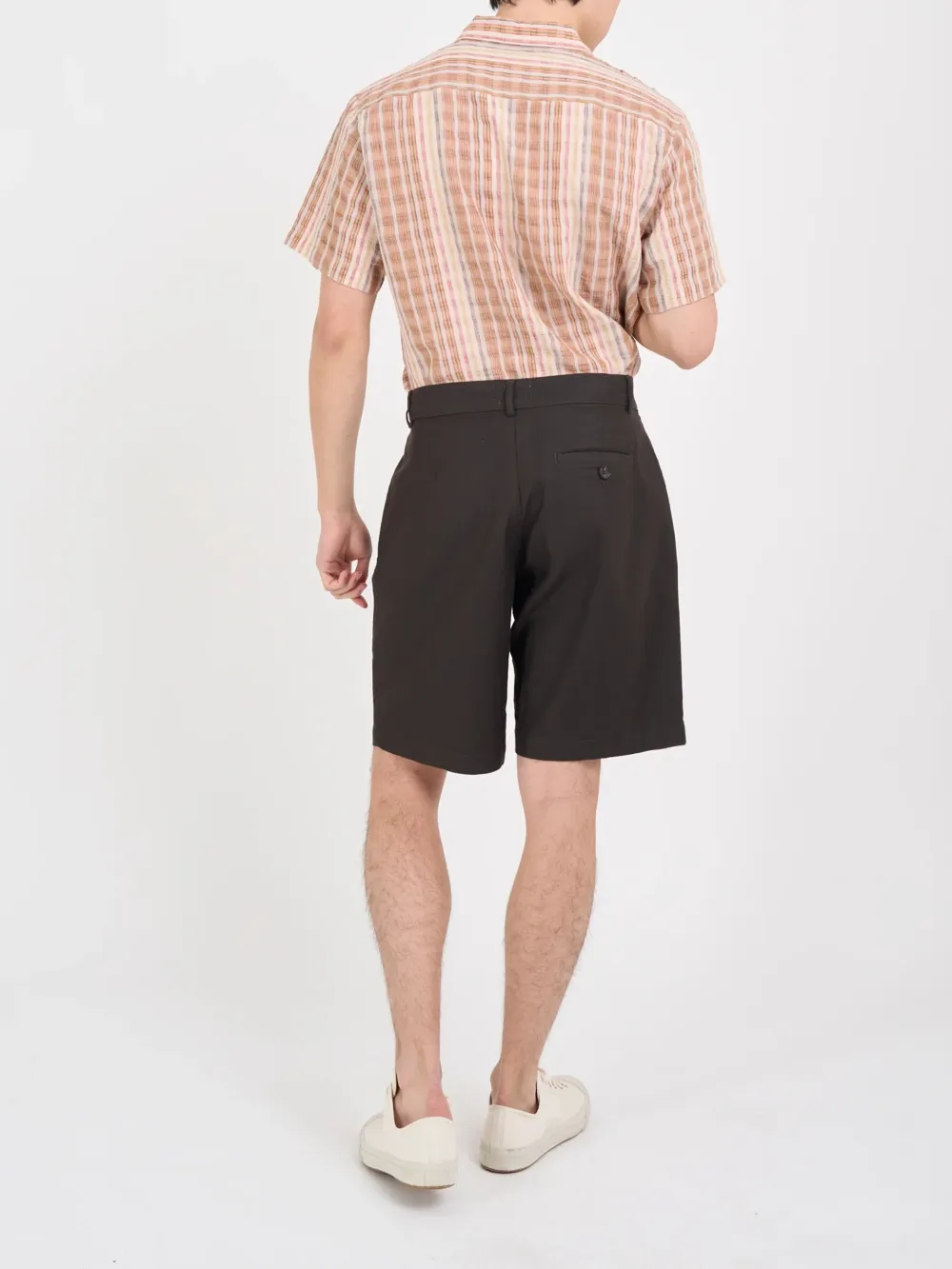 Brown Linen-Cotton Shorts