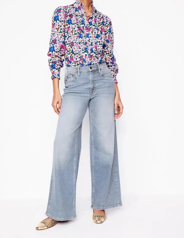 Light Blue Wide - Leg Denim Jeans